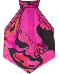 PUCCI - Pucci Printed Halter Neck Top - Lyst