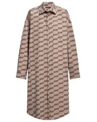 Balenciaga - All-Over Logo Printed Poplin Shirt Dress - Lyst