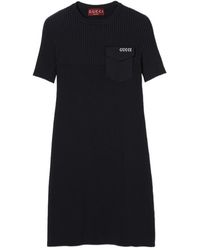 Gucci - Logo Intarsia Short-Sleeve Dress - Lyst