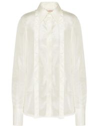 Valentino - Pussy Bow-Collar Silk Shirt - Lyst