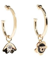 Ferragamo - Ferragamo Round Hoop Pendant Embellished Earrings - Lyst