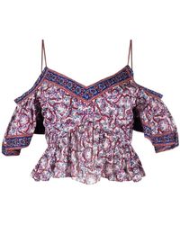 Isabel Marant - Cold-Shoulder Floral-Print Blouse - Lyst