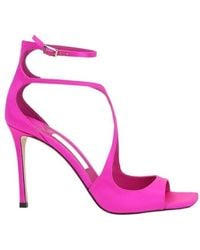 Jimmy Choo - Azia 95 Satin Ankle Strapped Sandals - Lyst