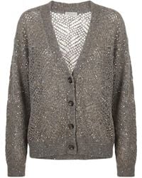 Brunello Cucinelli - V-Neck Long-Sleeved Knit Top - Lyst