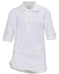 Victoria Beckham - Draped Ribbed Polo Top - Lyst