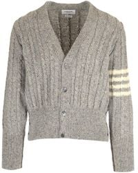 Thom Browne - Rwb Striped Twist Cable-Knitted Cardigan - Lyst