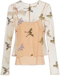 Blumarine - Sheer Butterfly-Embroidered Top - Lyst