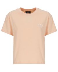 A.P.C. - Logo Embroidered Crewneck T-Shirt - Lyst