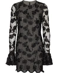 ROTATE BIRGER CHRISTENSEN - Flower Mesh Ls Mini Dress - Lyst
