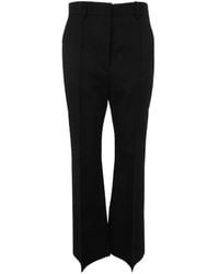 Lanvin - Satin Trim Mid Rise Trousers - Lyst