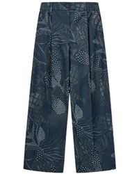 Emporio Armani - Wide-Leg Pleated Creponne Trousers With A Floral Dot Print - Lyst