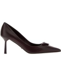 Prada - 80Mm Leather Pointed-Toe Pumps - Lyst