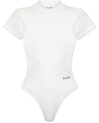 Alaïa - Alaïa Logo Embroidered Jersey Bodysuit - Lyst