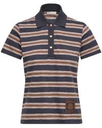 Moncler - Striped Cotton Polo Shirt - Lyst