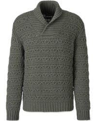 Canali - Shawl Collar Cable Knit Jumper - Lyst