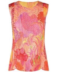 Pleats Please Issey Miyake - Pleats Please Issey Miyake V-Neck Pleated Foggy Top - Lyst