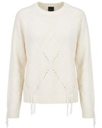 Pinko - Diamond-Knit Fringed Sweater - Lyst