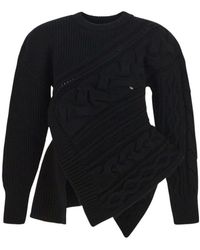 McQueen - Asymmetric Knitted Crewneck Jumper - Lyst