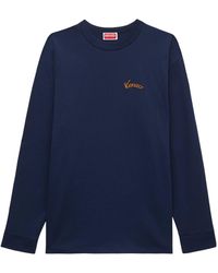 KENZO - Eiffel Tower Design Embroidered Long Sleeves T-Shirt - Lyst