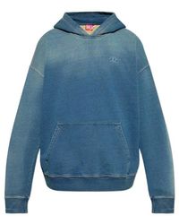 DIESEL - S-Boxt-Hood-R6 Oval D Logo Embroidered Hoodie - Lyst