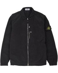 Stone Island - Logo Patch Zip-Up Overshirt - Lyst