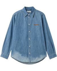 Miu Miu - Logo-Embroidered Denim Shirt - Lyst