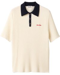 Miu Miu - Ribbed Cashmere Polo Shirt - Lyst
