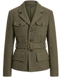 Polo Ralph Lauren - Ralph Lauren Belted Herringbone Blazer - Lyst