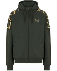 EA7 - Hooded Zipper Sweater - Lyst