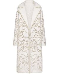 Valentino - Floral Patterned Straight Hem Coat - Lyst