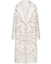Valentino - Floral Patterned Straight Hem Coat - Lyst