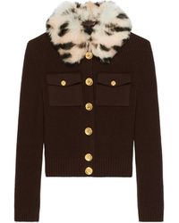 Givenchy - Fur Collared Button-Up Cardigan - Lyst