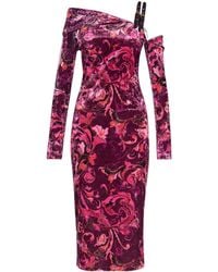 Versace Jeans Couture - Couture Patterned Buckled Midi Dress - Lyst