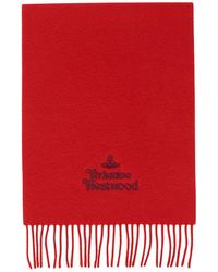 Vivienne Westwood - Logo Embroidered Fringed Scarf - Lyst