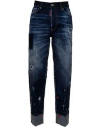 DSquared² - Paint-Splatter Straight-Leg Jeans - Lyst