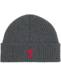 Ami Paris - Logo-Embroidered Wool Beanie - Lyst