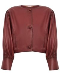 Chloé - Chloé Collarless Leather Cropped Jacket - Lyst