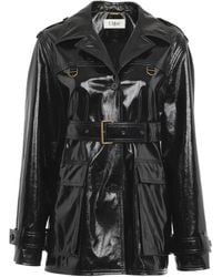 Chloé - Chloé Belted Shiny Coated Jacket - Lyst