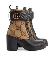 Gucci - Monogram Panelled Ankle Boots - Lyst