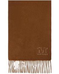 Max Mara - Logo Embroidered Fringed Scarf - Lyst
