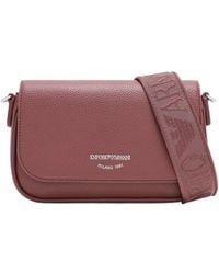 Emporio Armani - Logo-Print Pebbled-Effect Shoulder Bag - Lyst