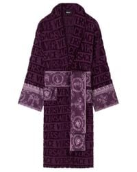 Versace - Logo-Print Belted Bathrobe - Lyst