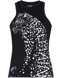 Balmain - Leopard Print Tank Top - Lyst