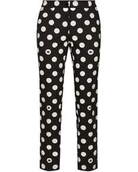 Dolce & Gabbana - Cotton Pants With Polka-Dot - Lyst