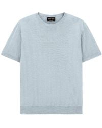 Giorgio Armani - Textured Short-Sleeve Knitted Sweater - Lyst