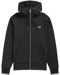 Fred Perry - Hooded Zip Through Sweatshirt - Lyst