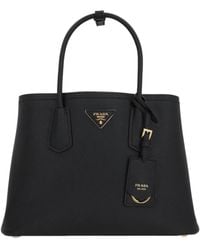 Prada - Logo Detailed Medium Tote Bag - Lyst