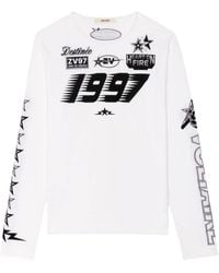 Zadig & Voltaire - Multi Cross Floc Timo Long-Sleeved T-Shirt - Lyst