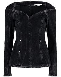 Stella McCartney - Long-Sleeved Velvet Denim Top - Lyst