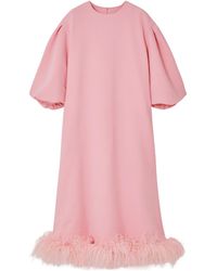 Huishan Zhang - Leather Trimmed Recycled-Crepe Midi Dress - Lyst